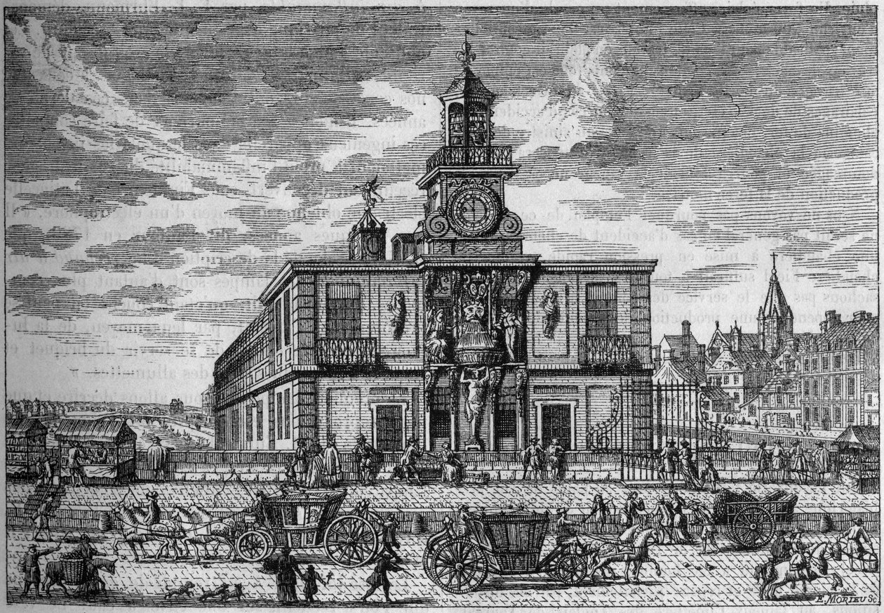 La Samaritaine, köprüde bulunan su pompası 17. yüzyılın yeni gravürü. “” Doğada Gravür. Bilim dergisi ve sanat ve endüstriye uygulamaları. by Unknown artist