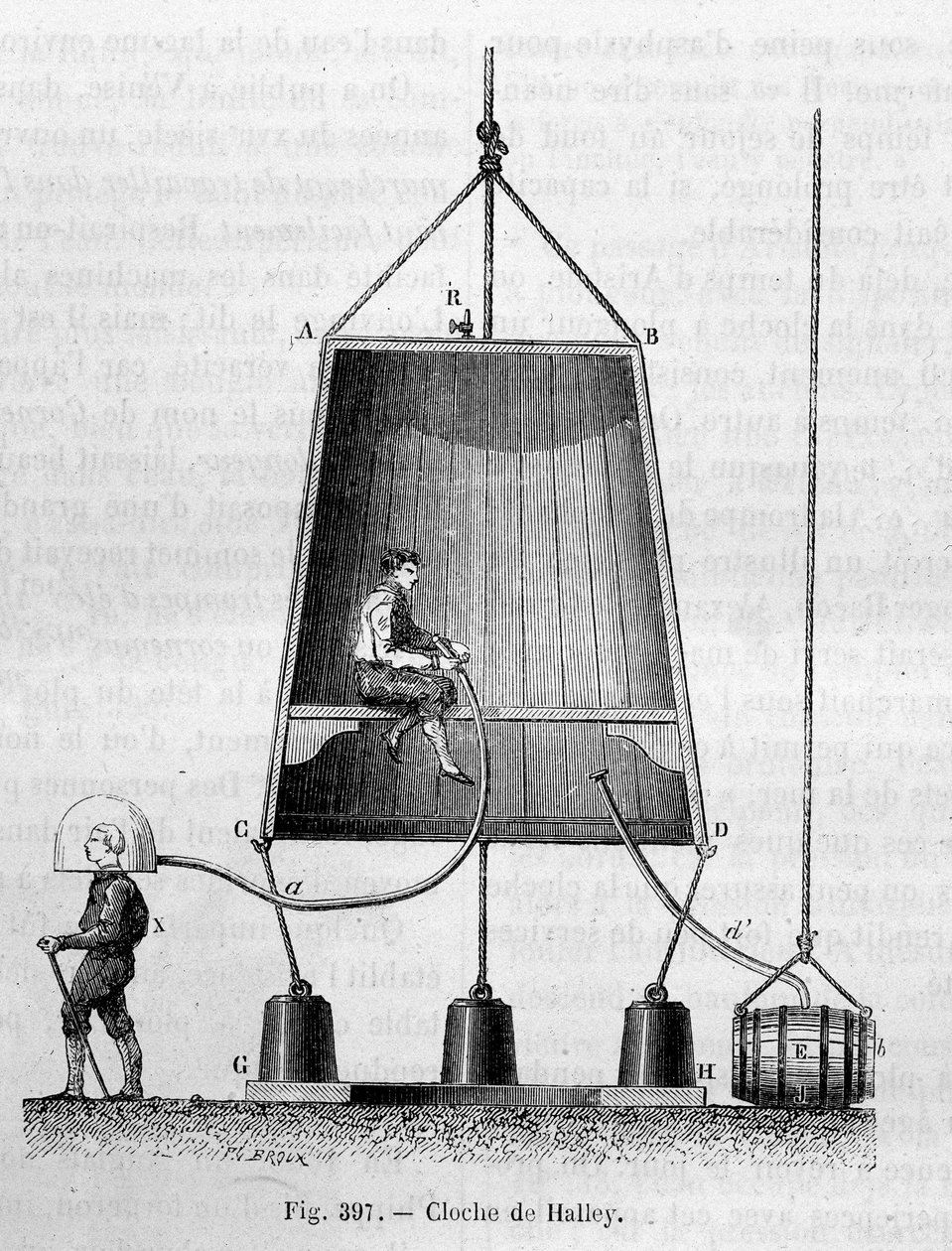 La bell de plongee, Edmond (Edmund) Halley (1656-1742) - Louis Figuier tarafından “Bilimin harikaları” içinde by Unknown artist