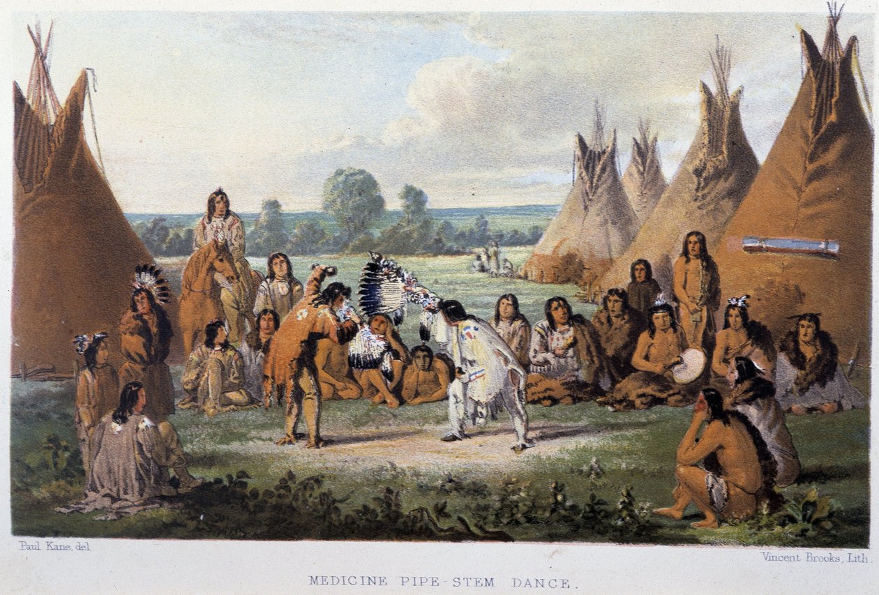 Kuzey Amerika Kızılderililerinde hastalığa karşı boru dansı - tr “” Kuzey Amerika yerlileri arasında bir sanatçının gezintileri”, Paul Kane by Unknown artist