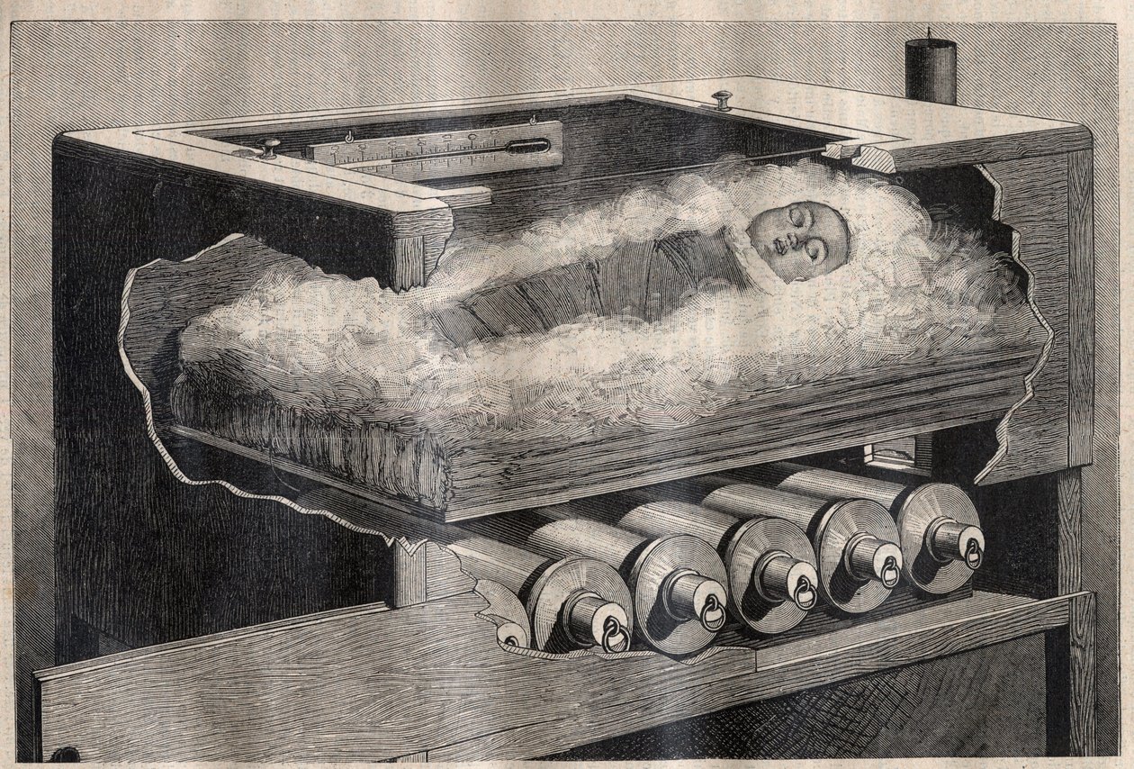 Yapay annelik: çocukların kuluçka makinesi - “La Science francaise” Gravür by Unknown artist