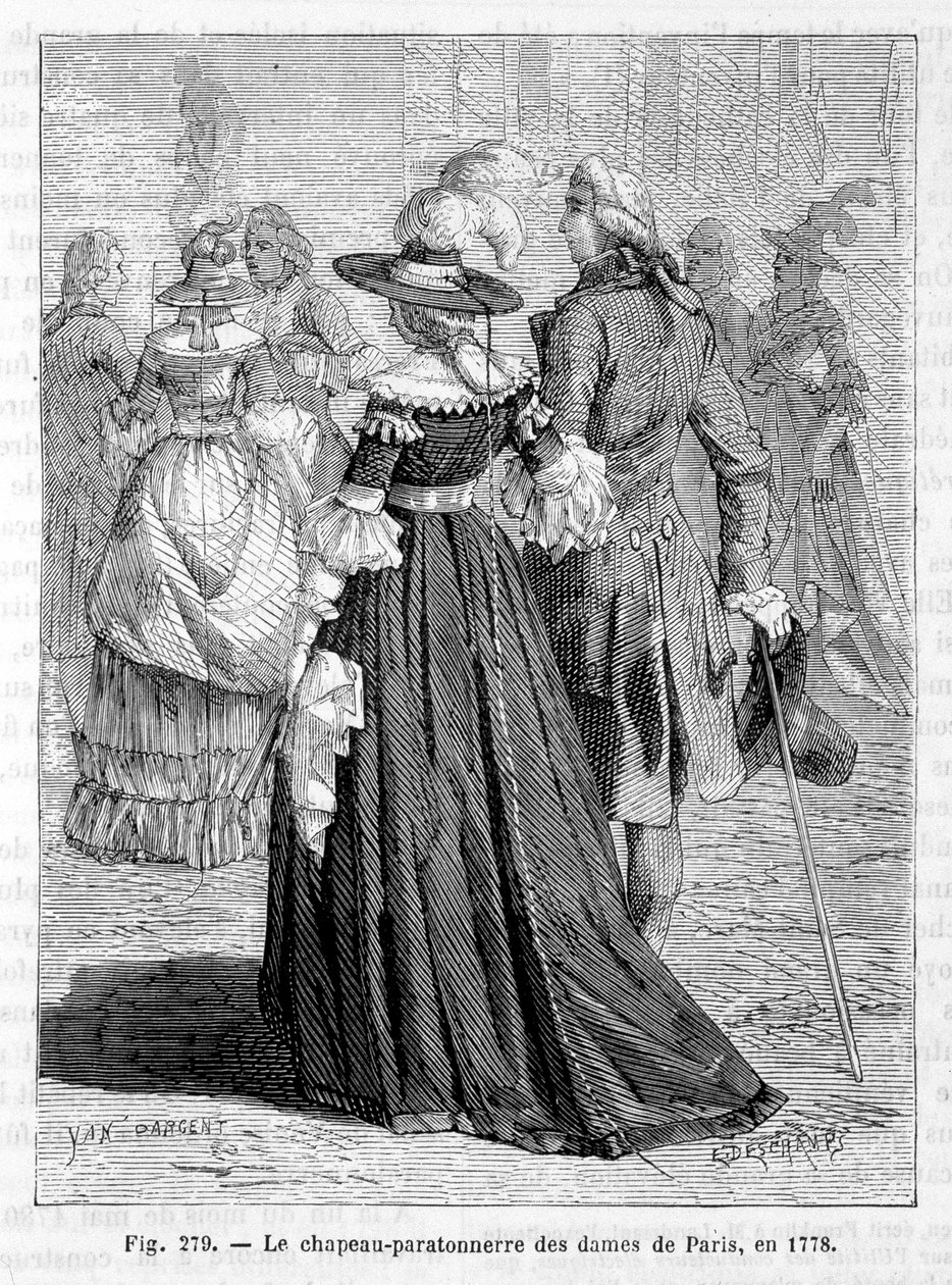 Parisli bayanlar paratoner şapka 1778 - gravür by Unknown artist