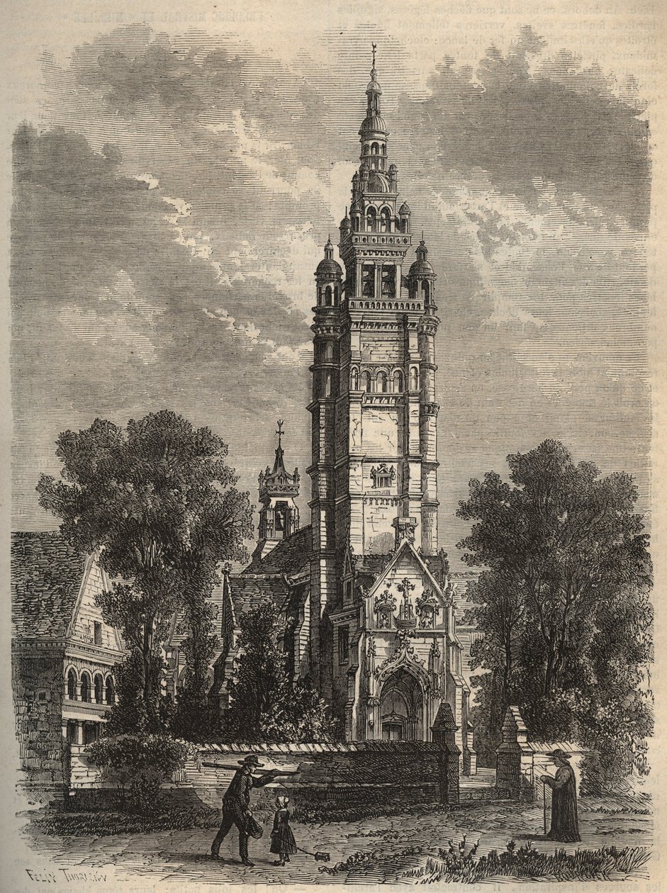 Ogival sanat düşüşte - Notre-dame de Roscoff en bretagne - 19. yüzyıl dininin gravürü by Unknown artist