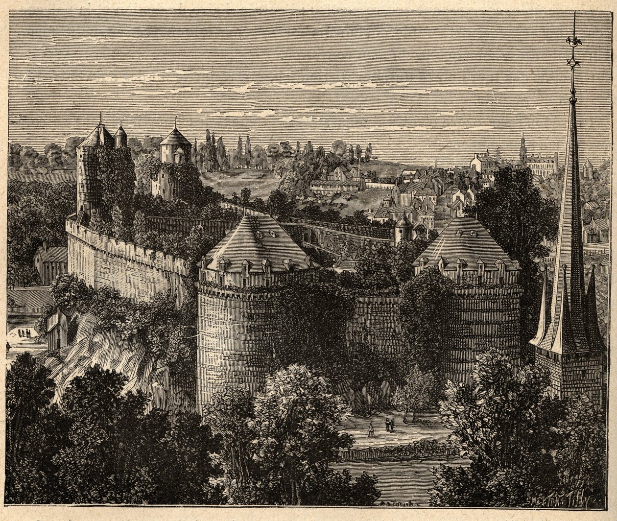 Le Chateau a Fougeres - Brittany - Fransa - “” PATRIE” üzerine gravür - FRANSA