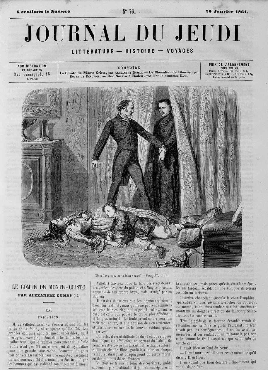 Monte Cristo Kontu (Monte Cristo) - 20/01/1861 tarihli “Le Journal du Perşembe””de by Unknown artist