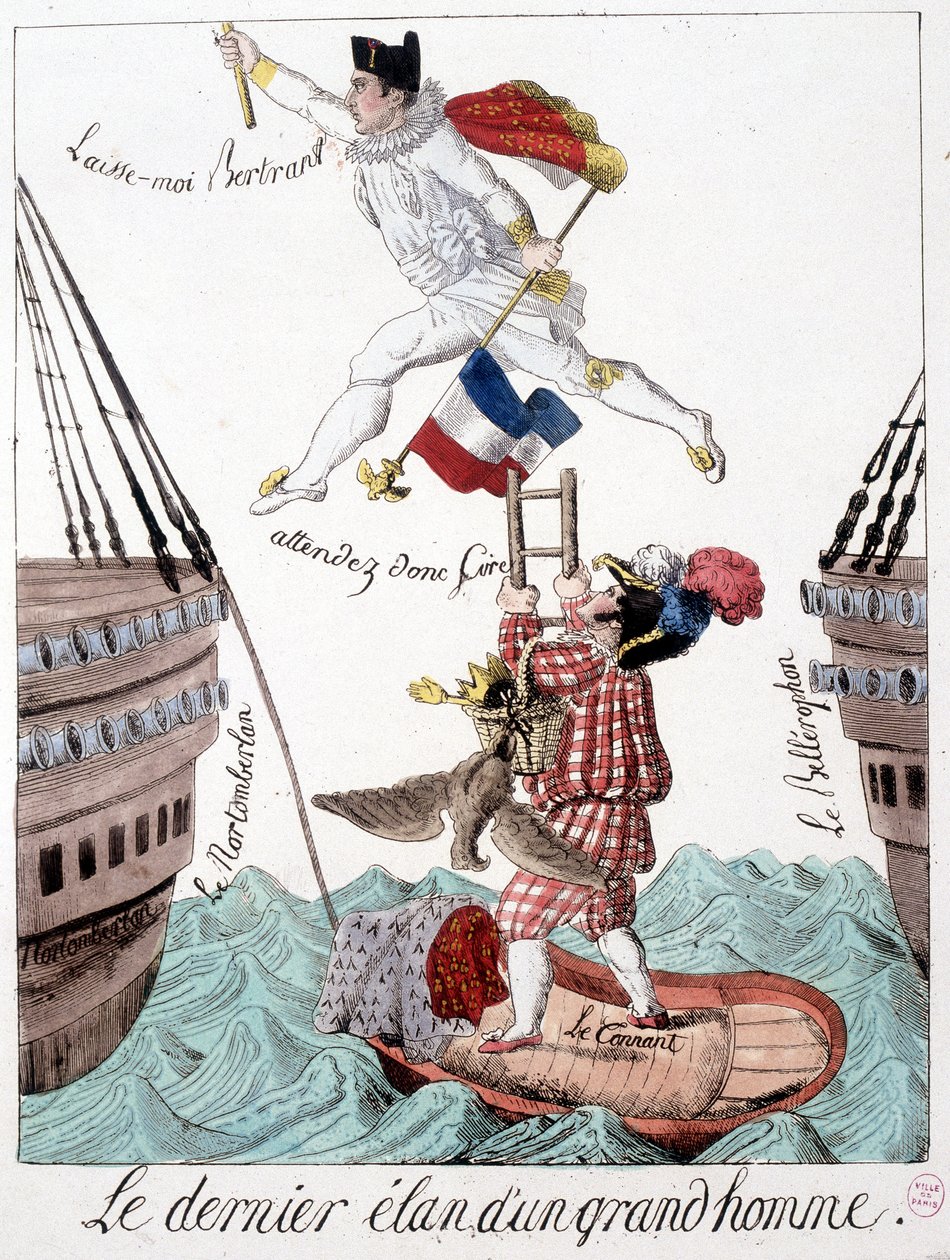 Büyük bir adamın son çizgisi: Napolyon ve General Bertrand'ın karikatürü - “” Napolyon 1er, karikatürler, kukla koleksiyon”, Paris by Unknown artist