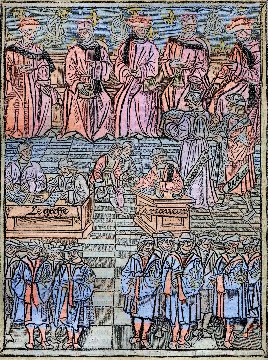 Le prevot des Marchands et les echevins de Paris au 16eme yüzyıl gravürü orijinal 1528