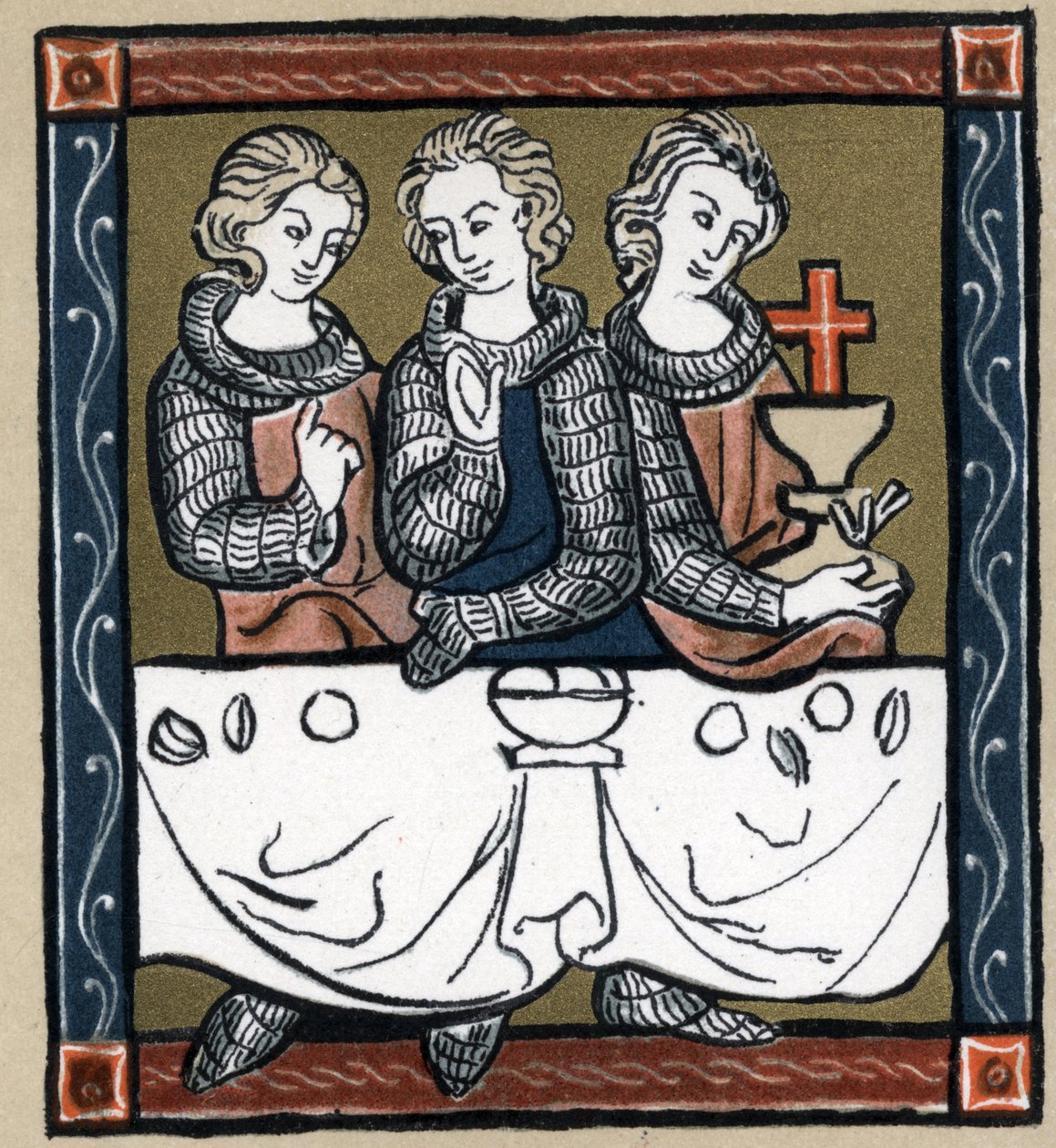 Efsane Arthur: Kutsal Kase ile Galahad (Galahad veya Galahad), Perceval ve Bohort (Bors veya Borrt). Hermann Suchier