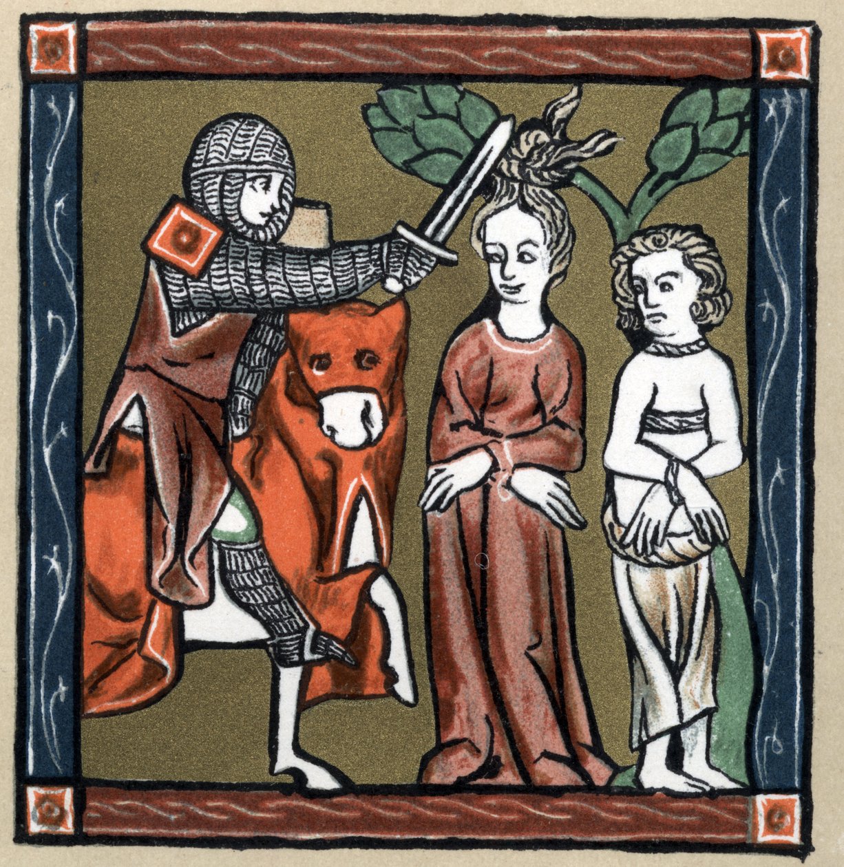 Efsane Arthurian: Yvain (veya Owein), şövalye Sagramor veya Sagremor ve karısını teslim eder. Hermann Suchier