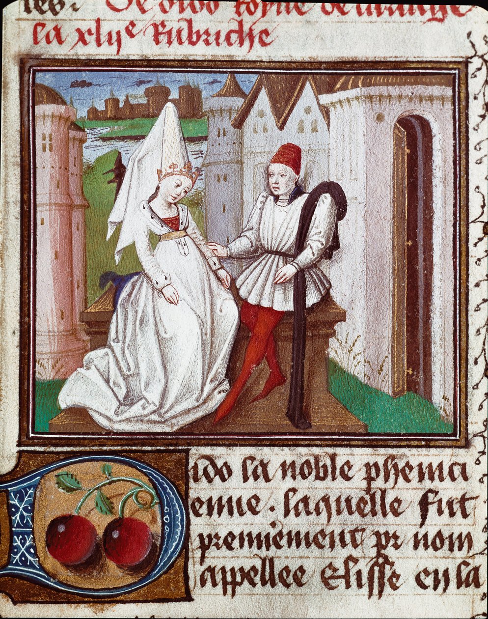 Les amours de Didon, Carthage ve Enee Minyatürünün kurucusu Giovanni Boccaccio dit Jean Boccace tarafından “Işık ve Soylu Kadınlar Kitabı”ndan alınmıştır (1313-1375) by Unknown artist