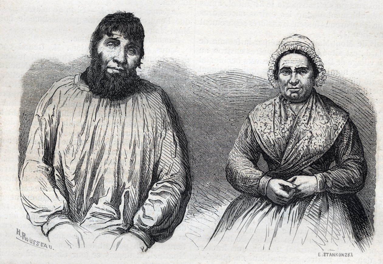Les epoux Dumollard (Martin Dumollard (1810-1862) ve karısı suç ortağı Marie Anne (Marie-Anne) Martinet (1814-1875) 19. yüzyıl gravürü by Unknown artist