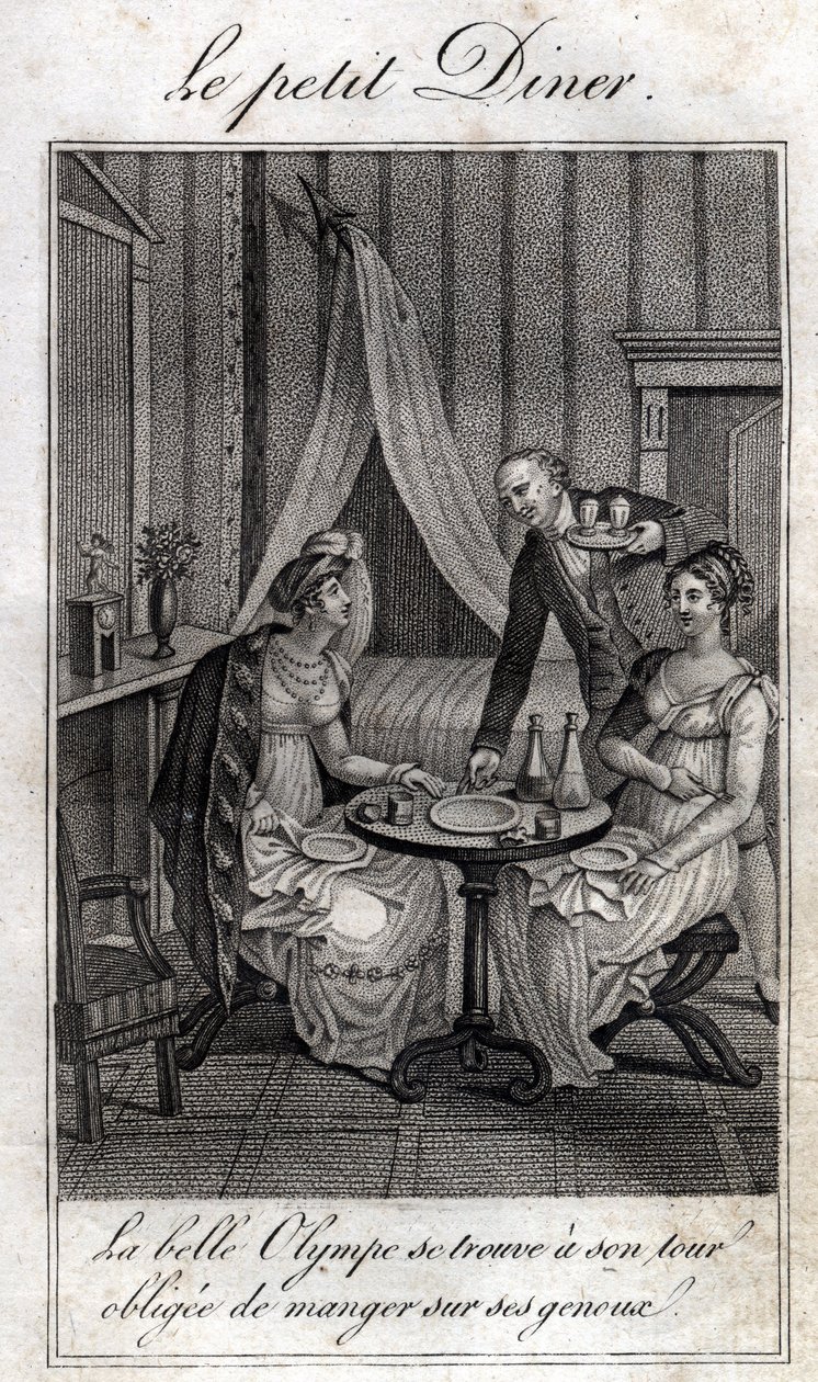 Küçük akşam yemeği. Olympe de Gouges (1748-1793), Fransız edebiyatçı ve devrimci Celine ile arkadaşlarından biri. by Unknown artist