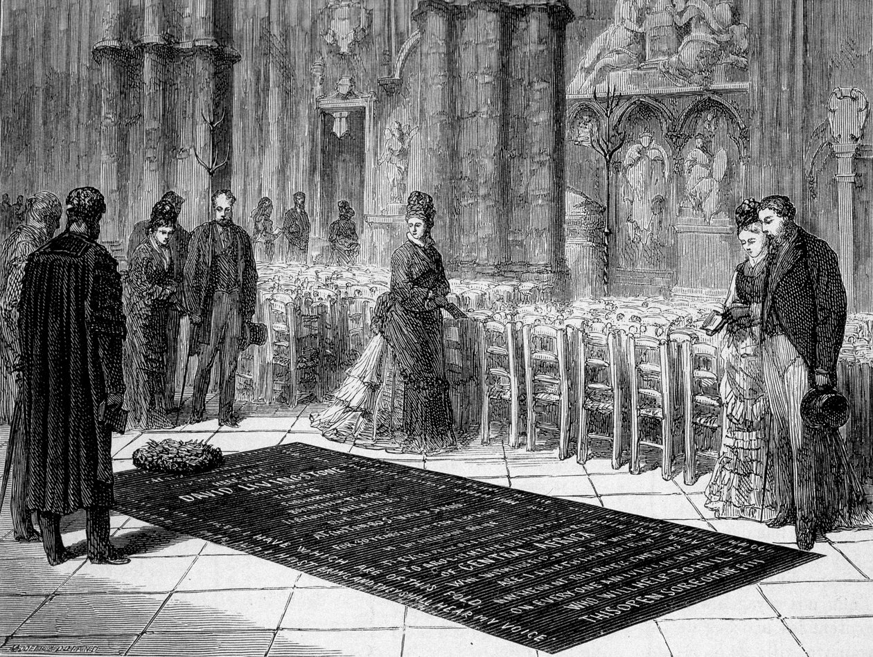 Westminster Abbey'deki Livingstone Mezarı - “” Livingstone'un Son Yolculuğu 1866-1873””, “” Tour du Monde””, 2. sem. 1875 by Unknown artist