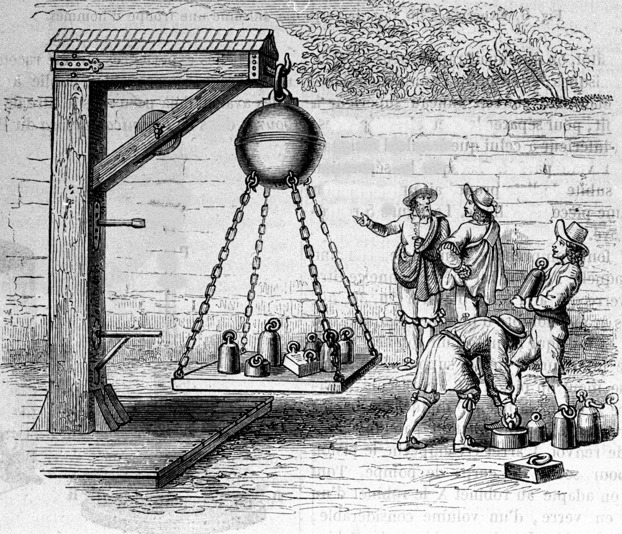 Atmosferik basıncı hesaplamak için askıya alınan Magdeburg yarım küreleri yükleniyor - Otto von Guericke (Otto de Guericke) tarafından “Ottonis de Guericke: Experimenta Nova Magdeburgica de vacuo spatio”” by Unknown artist