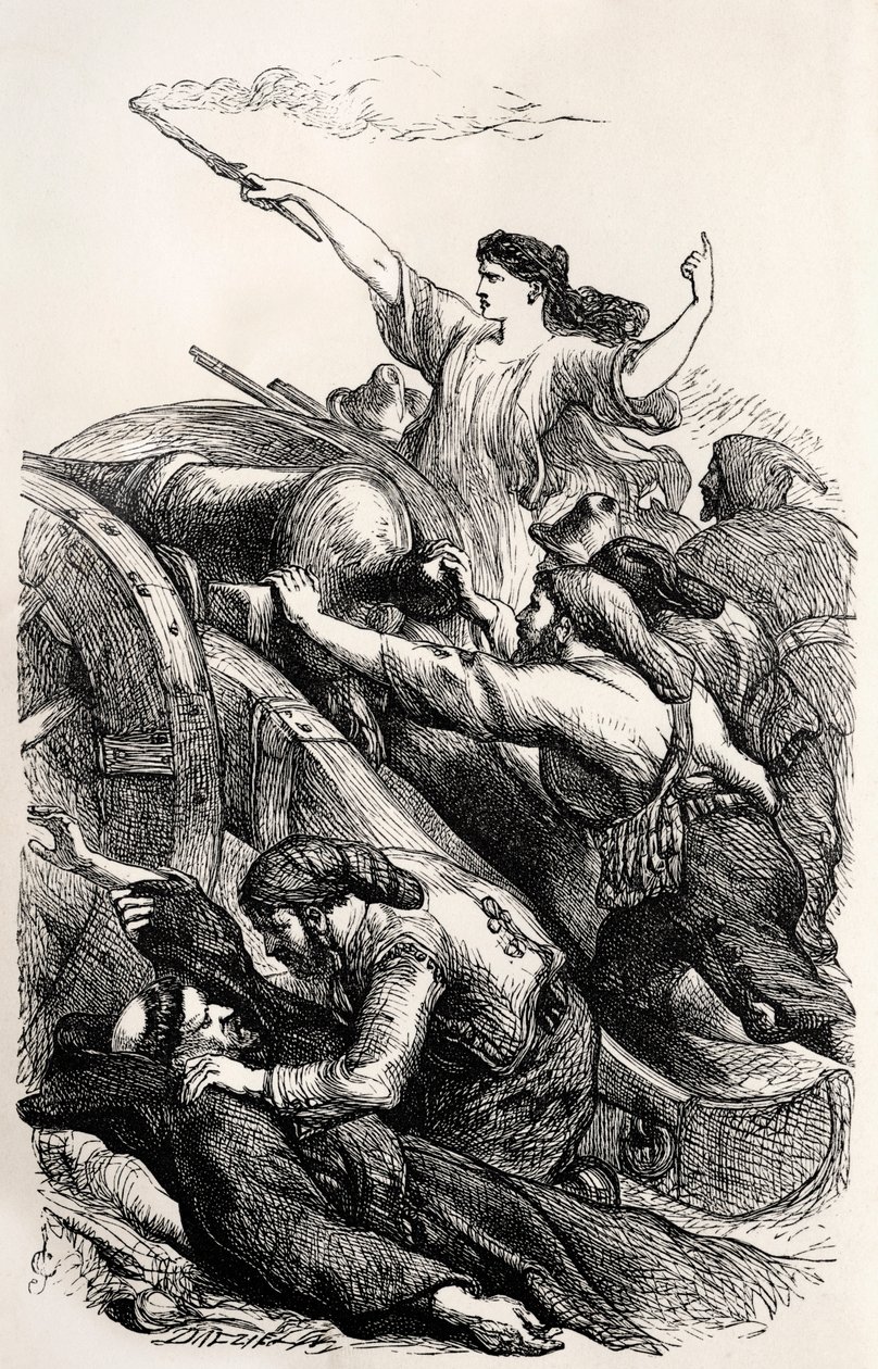 İngiliz şairin 'Childe Harold' şiirinden bir sahnenin Lord Byron çizimi (gravür) by Unknown artist