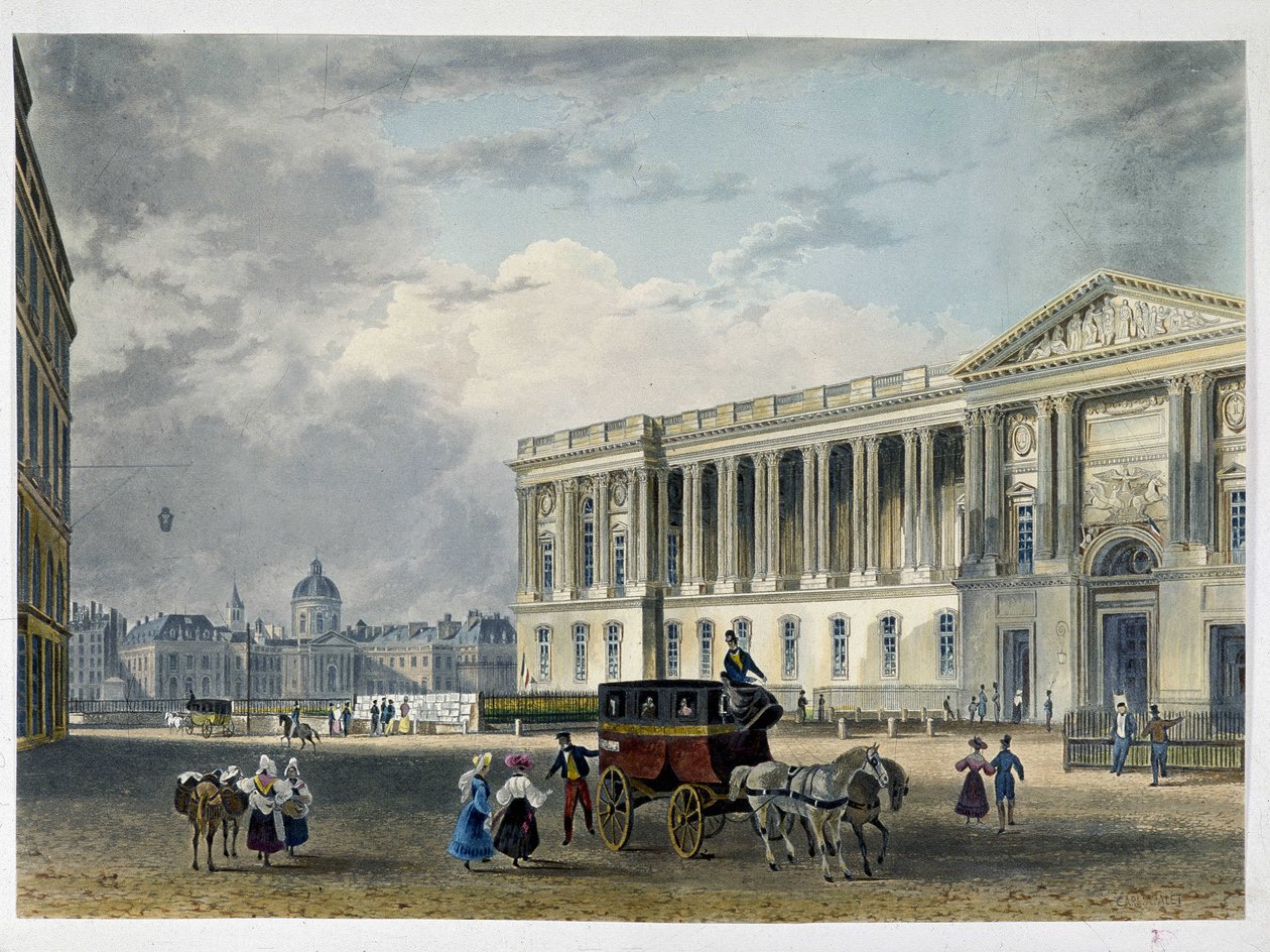 Louvre - Doğu cephesi, kubbenin arkasında - 19. yüzyıl by Unknown artist