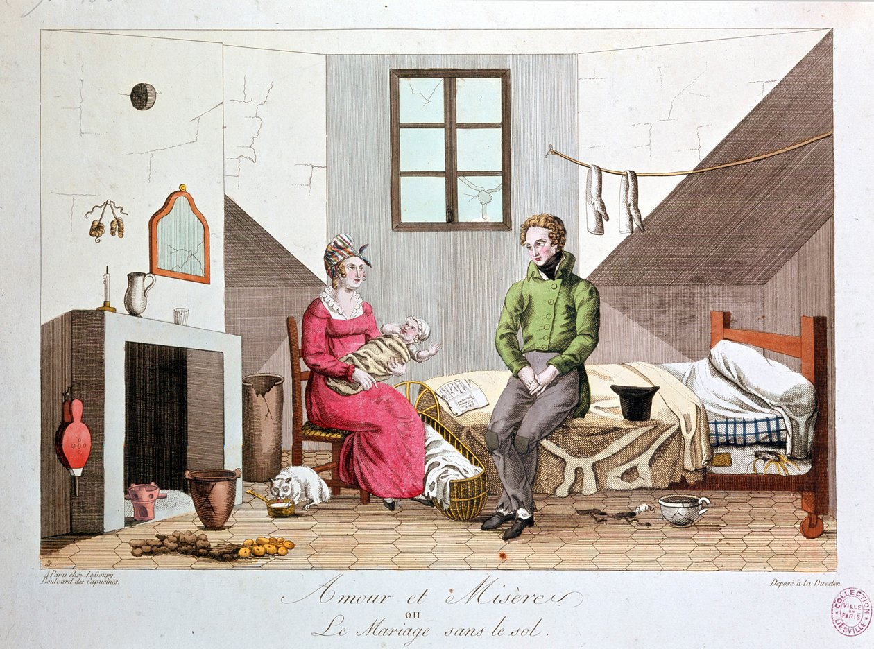 Aşk ve sefalet ya da temelsiz evlilik, yoksul ev, 19. yüzyılın başları by Unknown artist