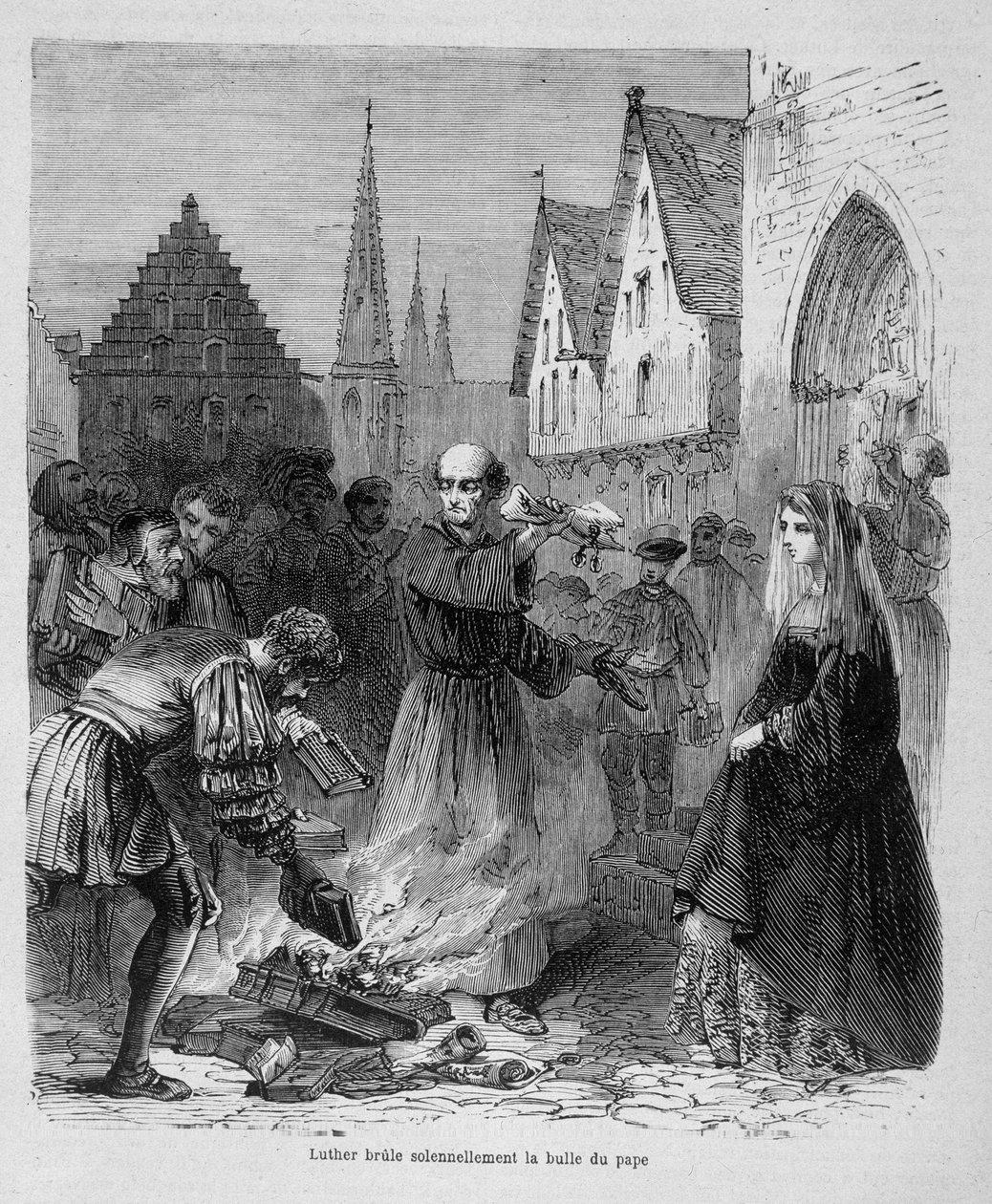 Luther, papanın balonunu ciddiyetle yakar - Maurice Lachatre, sd. 19. yüzyıl by Unknown artist