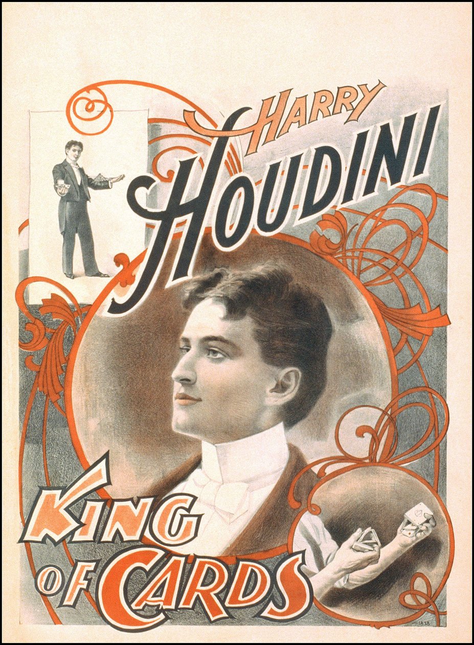 Sihirbazın posteri “Harry Houdini, Kartların Kralı”” by Unknown artist