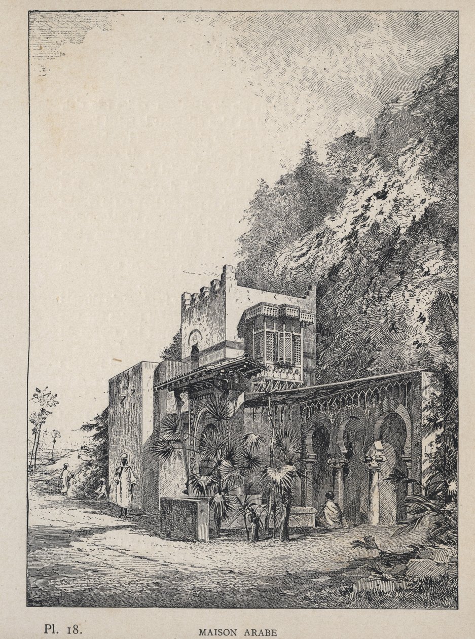 Arap Evi - Bay Charles GARNIER tarafından "1889 Evrensel Sergisinde insan yerleşiminin tarihi" bölümünde 1889 gravürü - Librairie centrale des beaux-arts Paris 1889 by Unknown artist