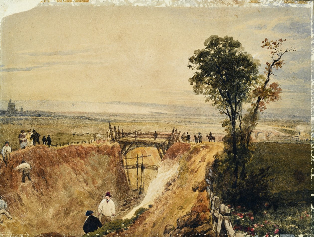Shoreham Demiryolunun Yapılması, 1840 dolayları (kağıt üzerine suluboya) by Unknown artist