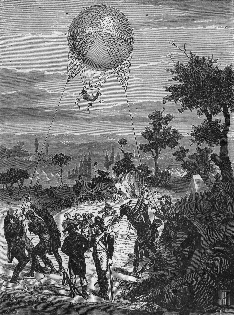 Cumhuriyet ordusunda kullanılan esir bir aerostatın manevrası. “Album de la science”da, Éditions Jouvet by Unknown artist