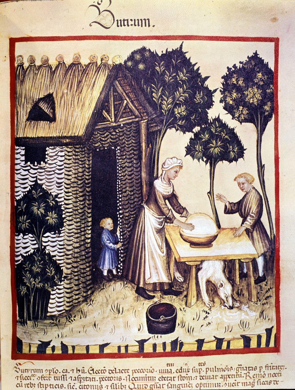 Tereyağı imalatı. İlaç ve diyetetik sağımlarından aydınlatma “” Tacuinum sanitatis”” by Unknown artist