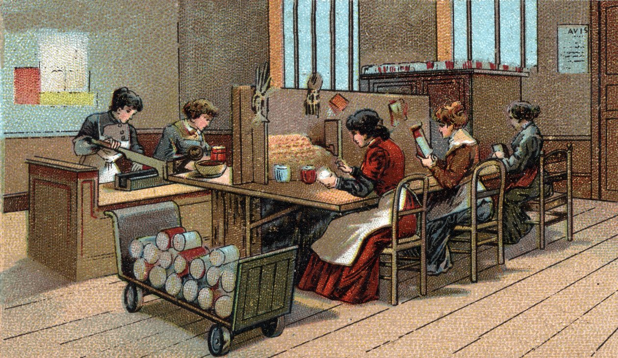 Havai fişek imalatı. 19. yüzyılın sonunun kromolitografisi by Unknown artist