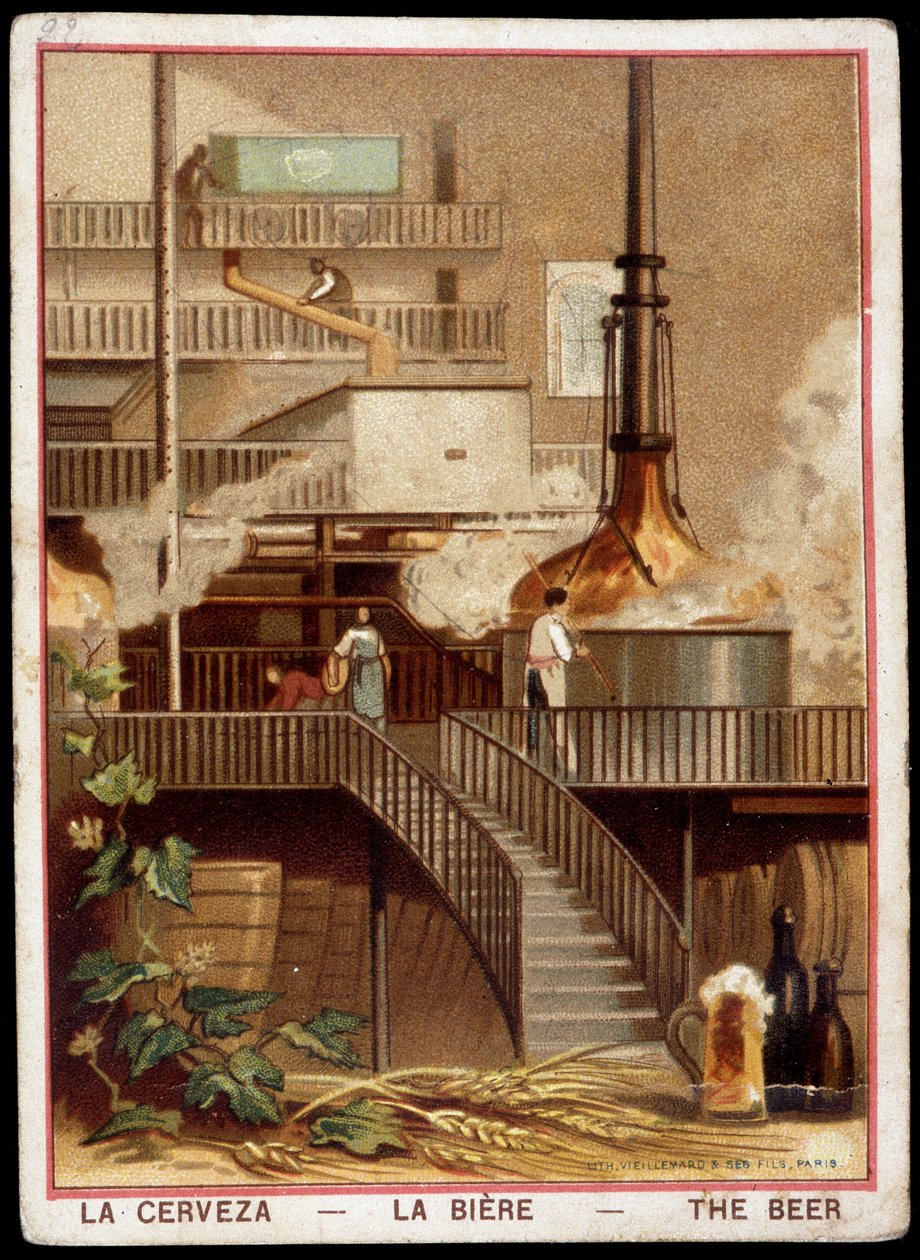 119. yüzyılda bira imalatı”: Bira Fabrikası - Kromolitografi sd. 19. yüzyıl. by Unknown artist
