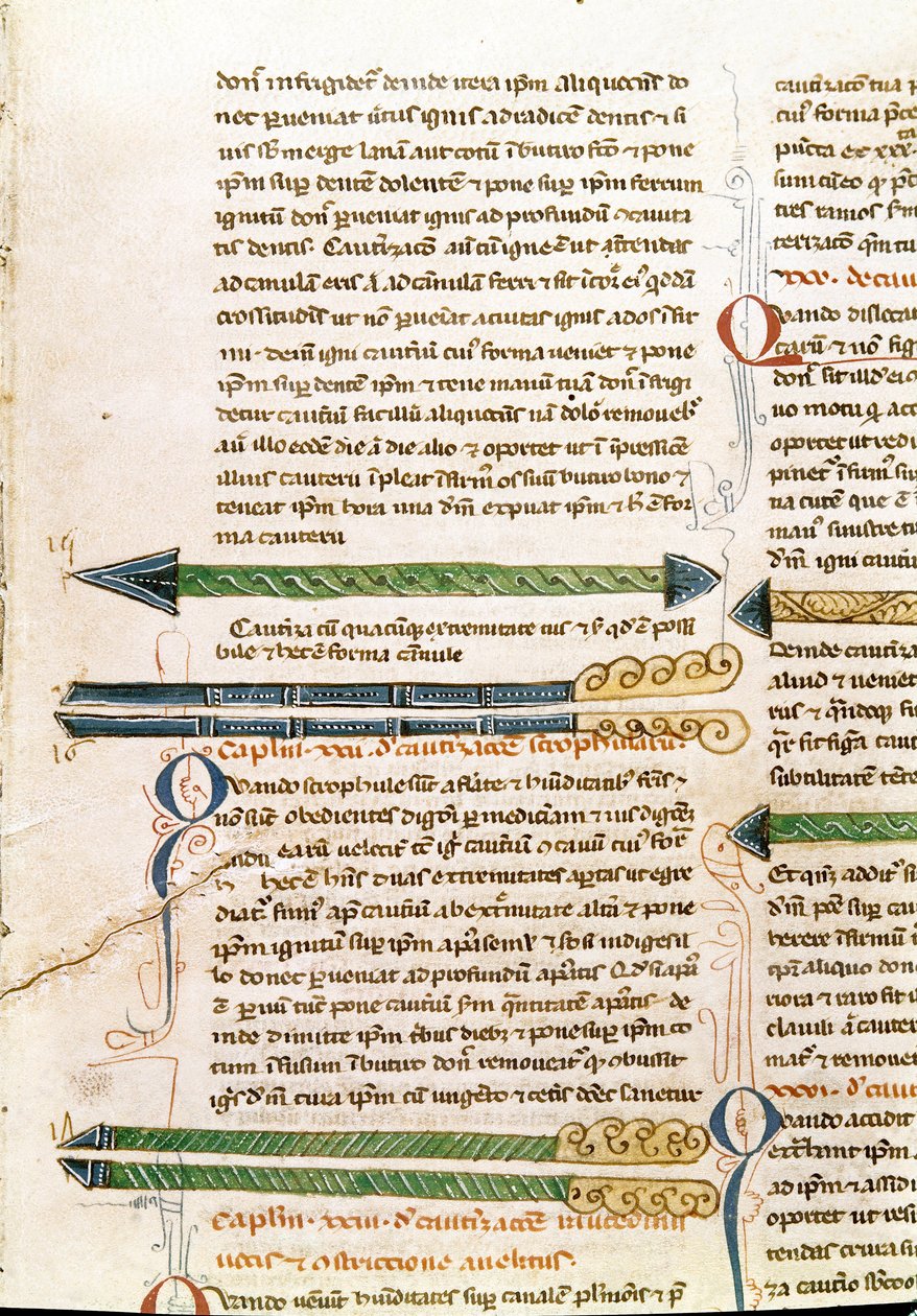 El yazması sayfası "Ameliyat" (MS. LAT.VII XXXII-3023) Guillaume de Salice (Guglielmo da Saliceto) (1207-1270) keşiş ve doktor tarafından. 14. yüzyıl Biblioteca Marciana Venedik by Unknown artist