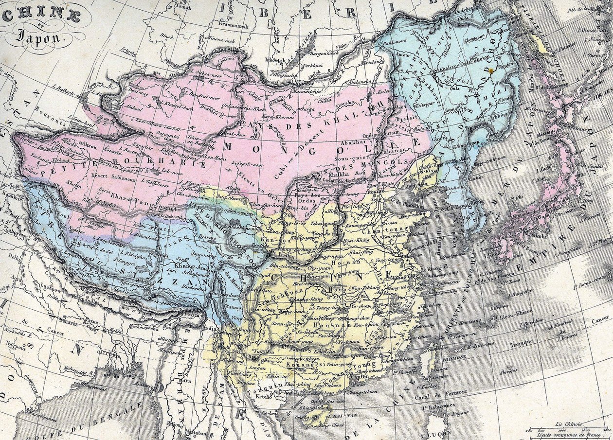 Çin ve Japonya haritası. 19. yüzyılın ortalarında. by Unknown artist