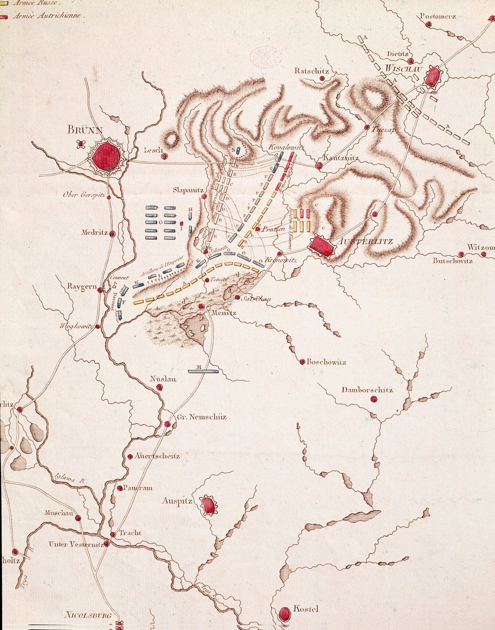 Austerlitz savaşının haritası, 2 Aralık 1805 by Unknown artist