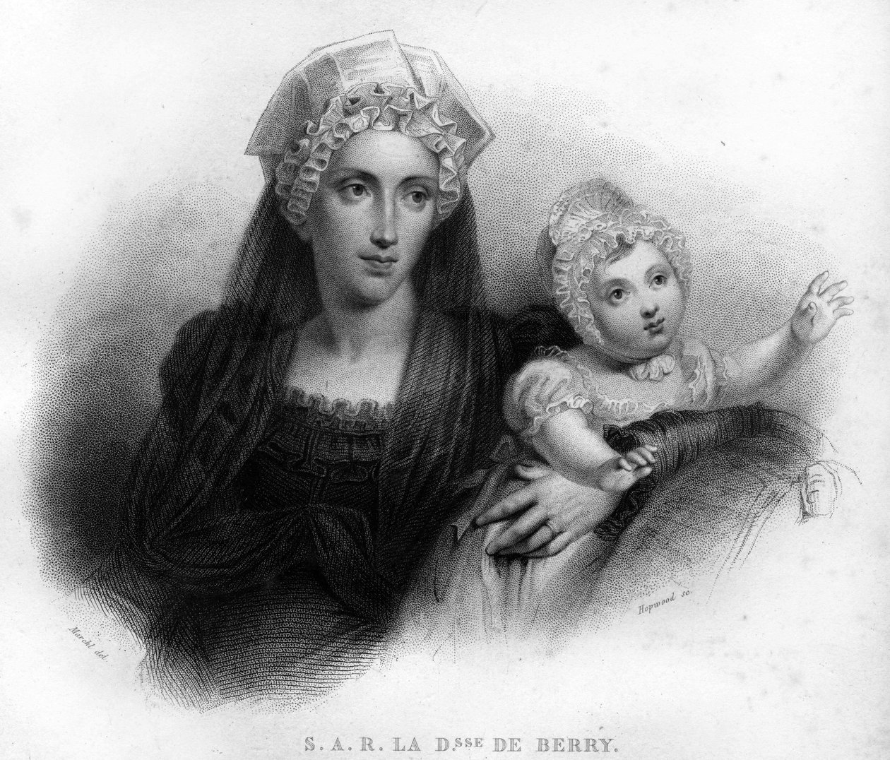 Marie - Bourbon Sicilyalı Caroline, Berry Düşesi (1798-1870), dul elbiseli, kızı Artois
