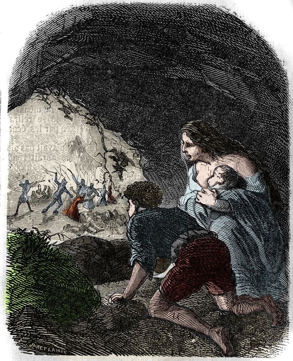 16. yüzyılda Vaudois Katliamları. by Unknown artist