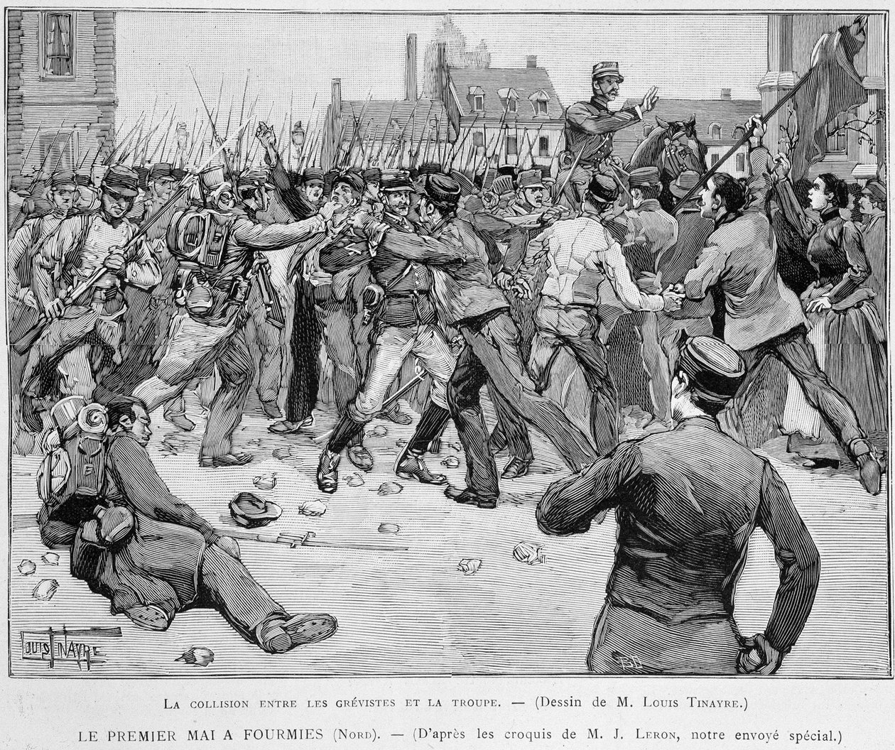 1 Mayıs (1891) Fourmies - Grevciler ve topluluk arasındaki çarpışma - “” Le Monde Illustré”de by Unknown artist