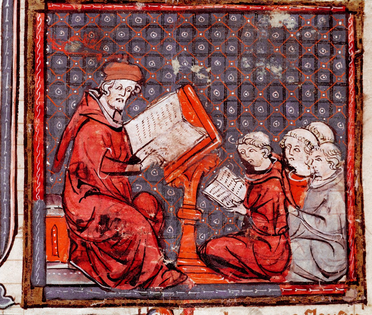 Orta Çağ: “” Felsefe sınıfı, öğretmen ve öğrencileri””” “Grandes Chronicles de France”dan alınan minyatür” 1375-1379 Belediye Kütüphanesi, Castres by Unknown artist