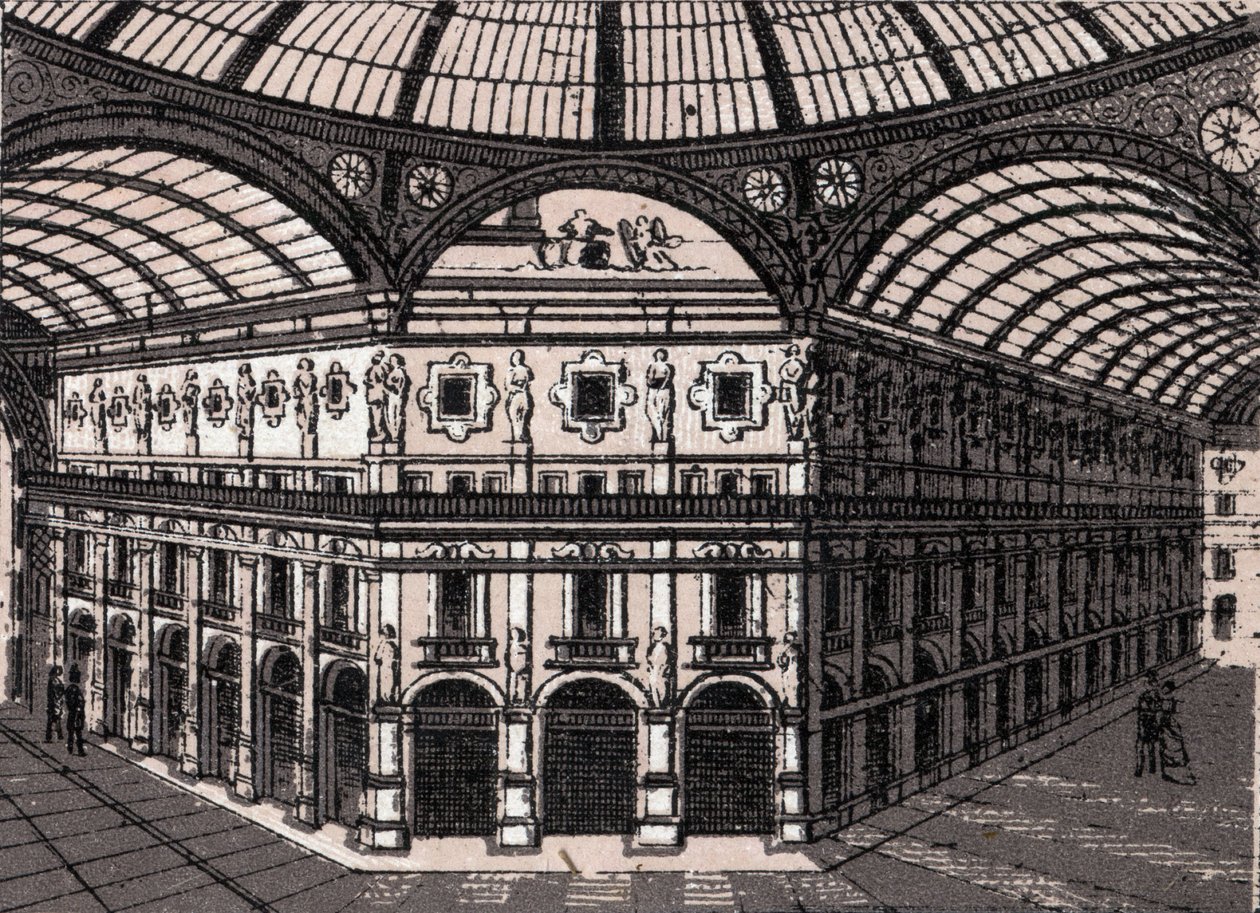 Milano, İtalya: galeri görünümü Victor Emmanuel (Victor Emmanuel Arcade). “” Dünya 168 görüş gösteriyor”” Tarihsiz (19. yüzyıl sonu) by Unknown artist