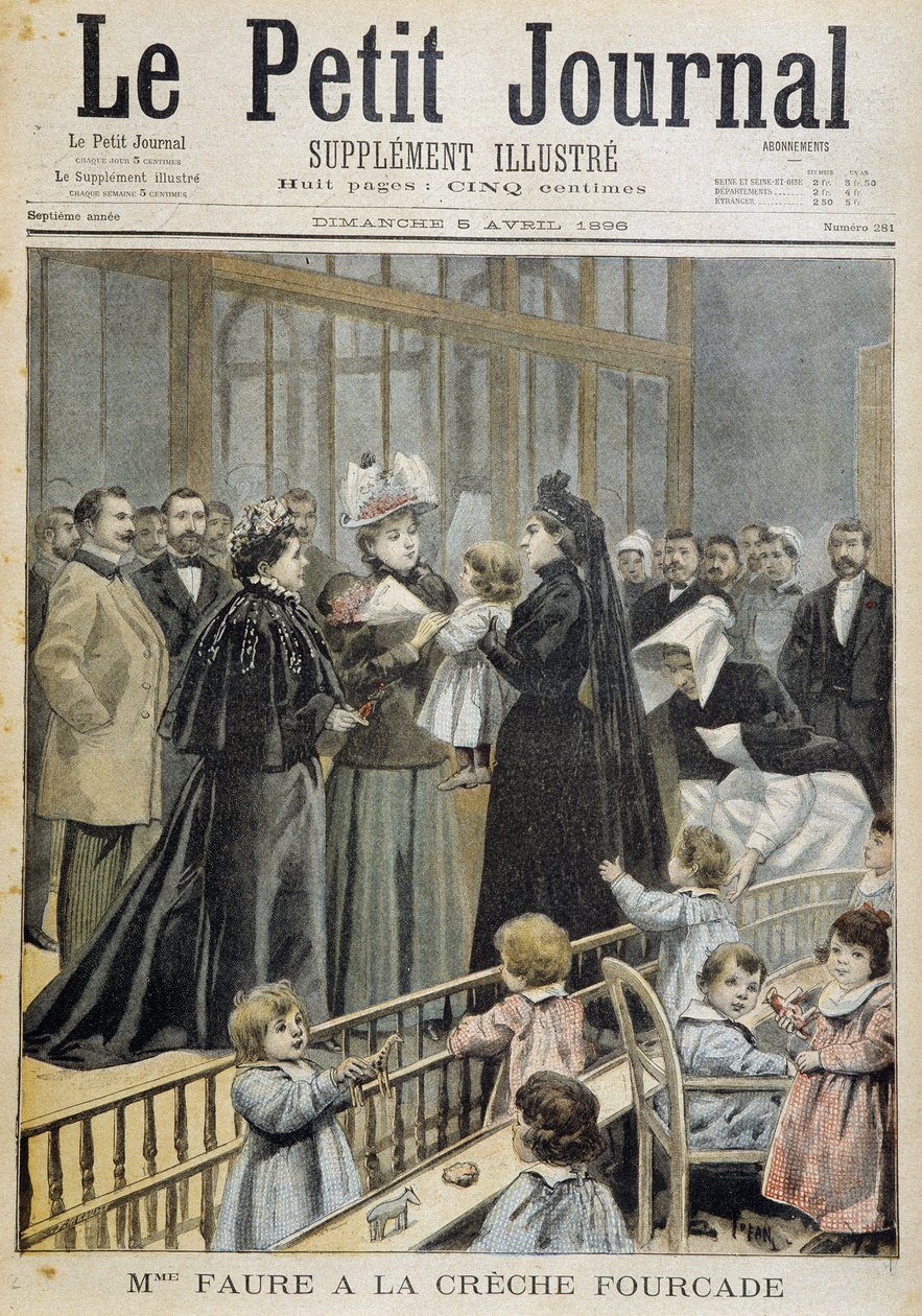 Bayan Faure Fourcade çocuk odasında - 05/04/1896 tarihli “” Le Petite Journal” da by Unknown artist