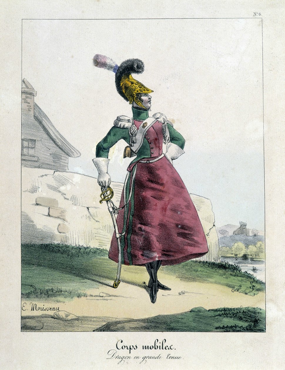 Komünün hareketli gövdesi: büyük kıyafetli ejderha kadın. by Unknown artist