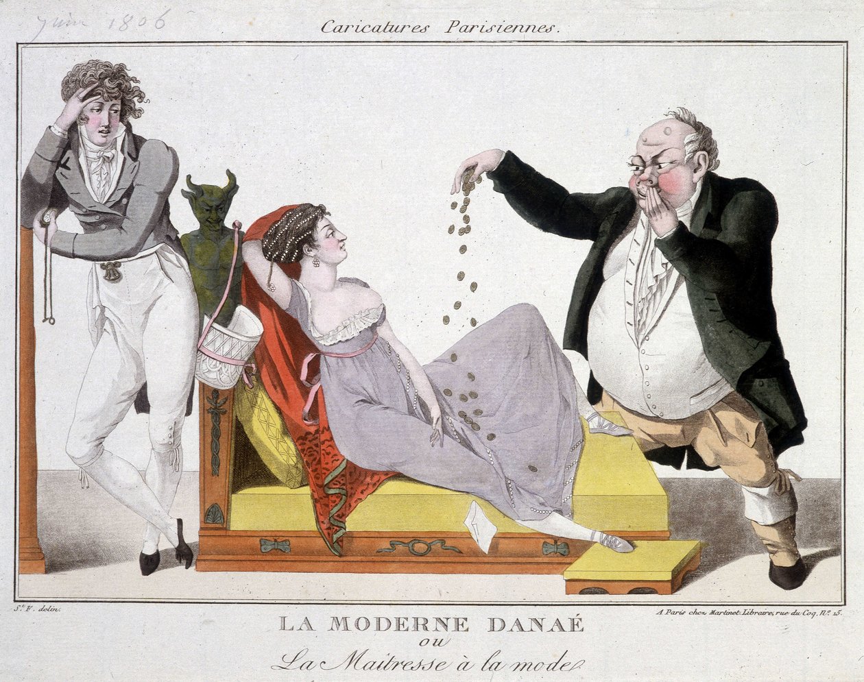 Modern Danaé veya modaya uygun maire (fuhuş) - karikatür by Unknown artist