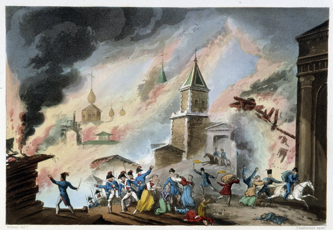 Moskova Yangını, Eylül 1812 - Sutherland, Duburg, Londra tarafından “” Napolyon Savaşları”nda by Unknown artist