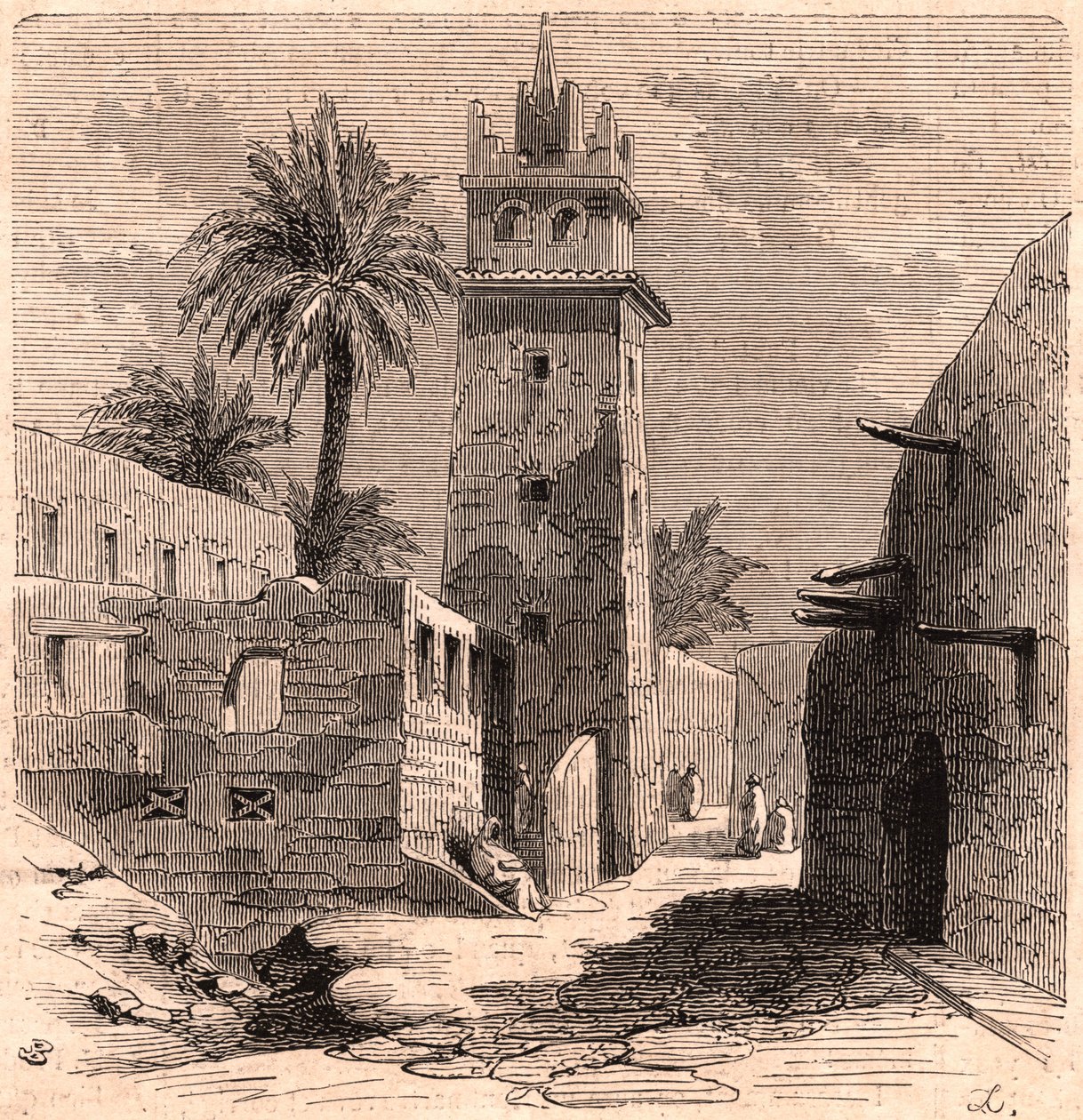1866 yılında Cezayir'deki eski Biskra'daki (Biskra) Camii by Unknown