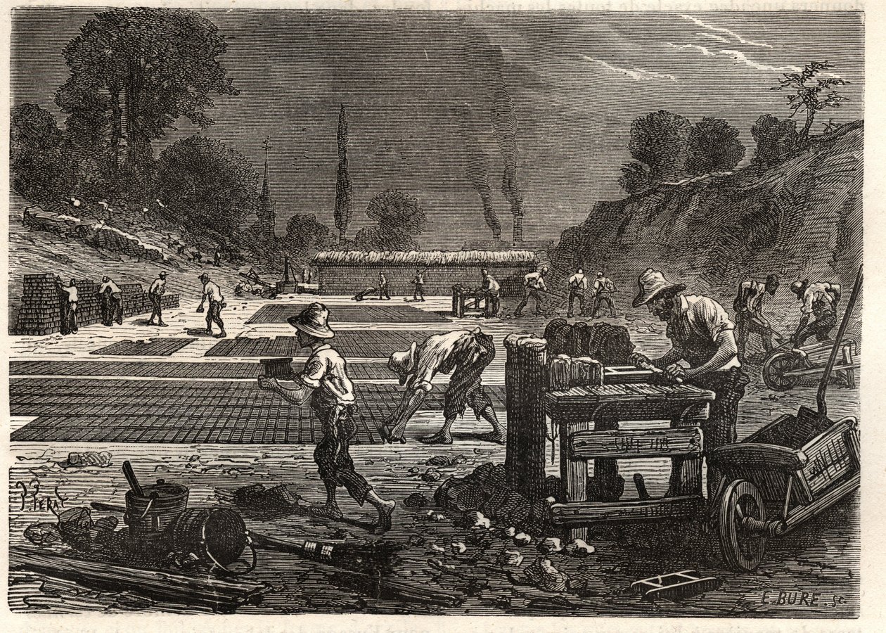 Moulage des bricques - Tuğlaların kalıplanması - Louis Figuier tarafından 