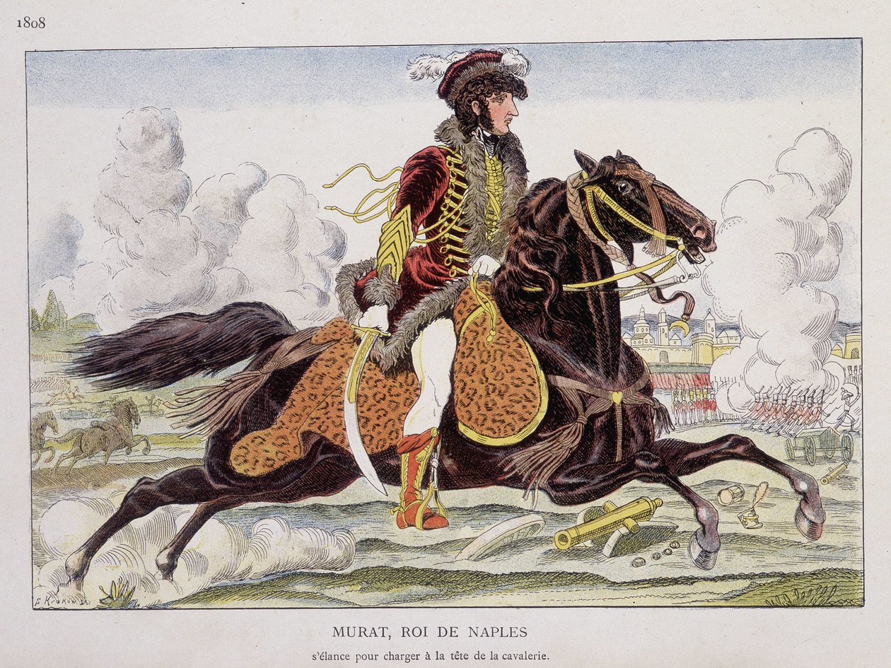 Napoli Kralı Murat (1767-1815), süvarilerin başında hücuma kalktı by Unknown artist