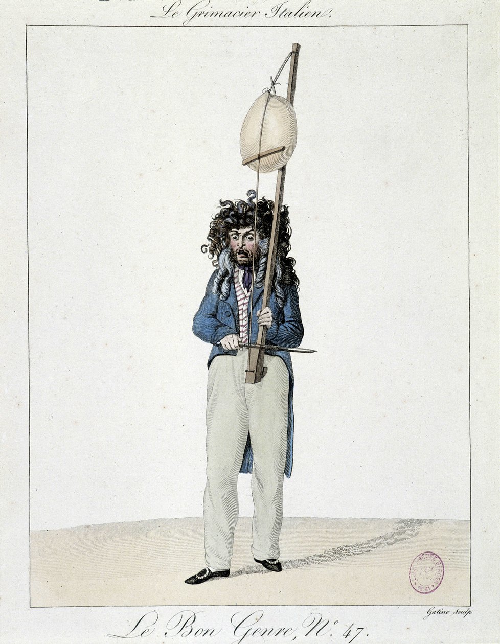 Sokaktaki müzisyen: İtalyan yüzünü buruşturan - gravür, Carnavalet. by Unknown artist