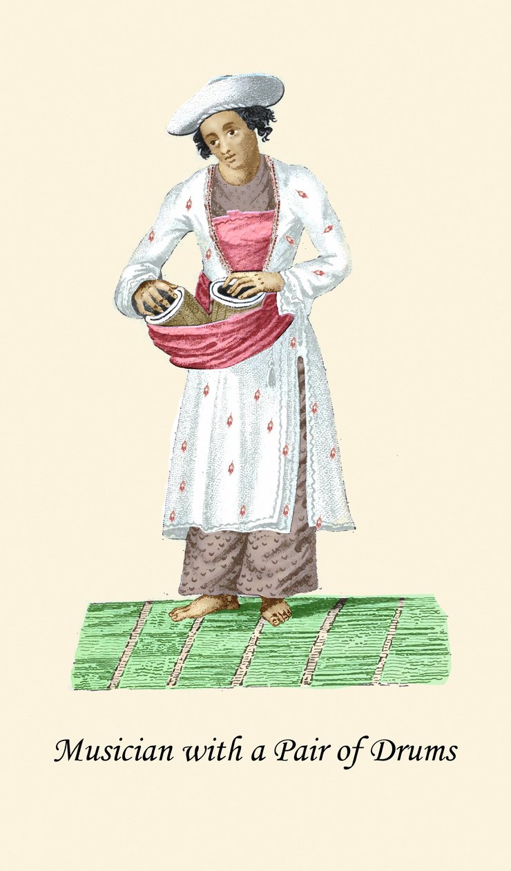 Bir Çift Davul ile Müzisyen by Unknown Artist