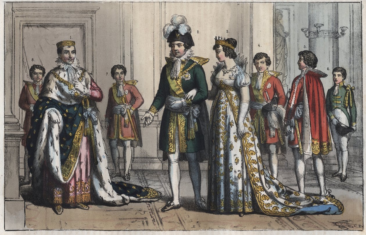 Napolyon Bonapart (1769-1821), İtalya Kralı olarak - Viceroy (viceroy) - bir valinin karısı - Butler - Lord Chamberlain - Page-boy - equerry - törenlerin ustası - "" Evrenin Tüm Halklarının Gümrük ve Gümrüklerinden gravür. Veya Hükümetin Tarihi, by Unknown artist