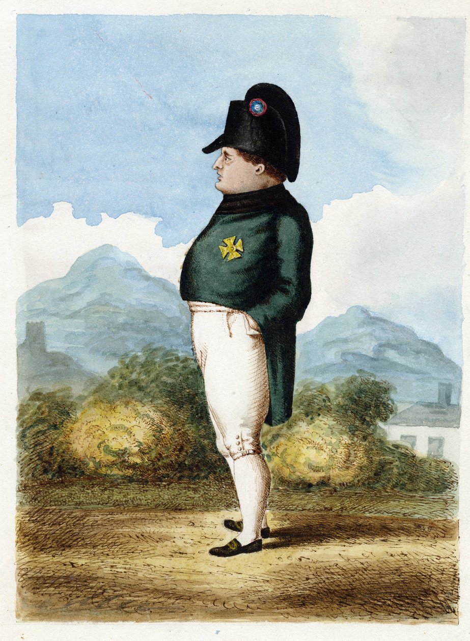 Napolyon Bonapart Saint Helena adasında - Bilinmeyen topçu subayı - 1817 - Kağıt üzerine suluboya - 30x22,6 - Özel Koleksiyon by Unknown artist