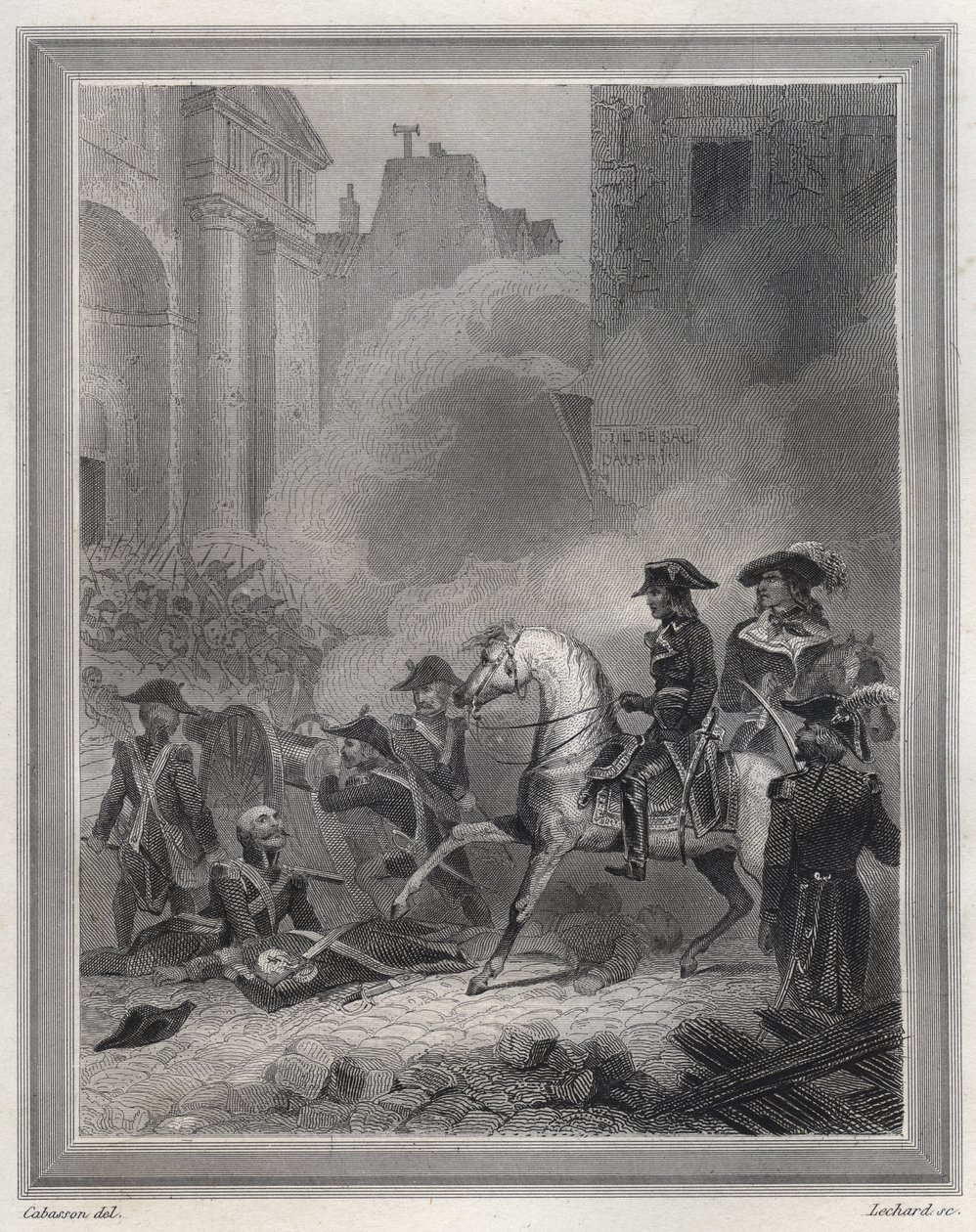 Napolyon Kraliyetçi İsyanı Eziyor - Napolyon Bonapart (at sırtında) 13 Vendemiaire (5 Ekim) - 13 Vendemiaire 1795 (5 Ekim 1795 kraliyet ayaklanması): Bonaparte emri yeniden düzenledi by Unknown artist