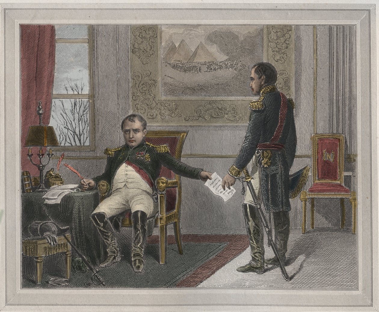 Napolyon 1814 tahttan çekilmesini imzalarken - Napolyon Bonapart (1769-1821), ilk tahttan çekilmesi sırasında Fontainebleau