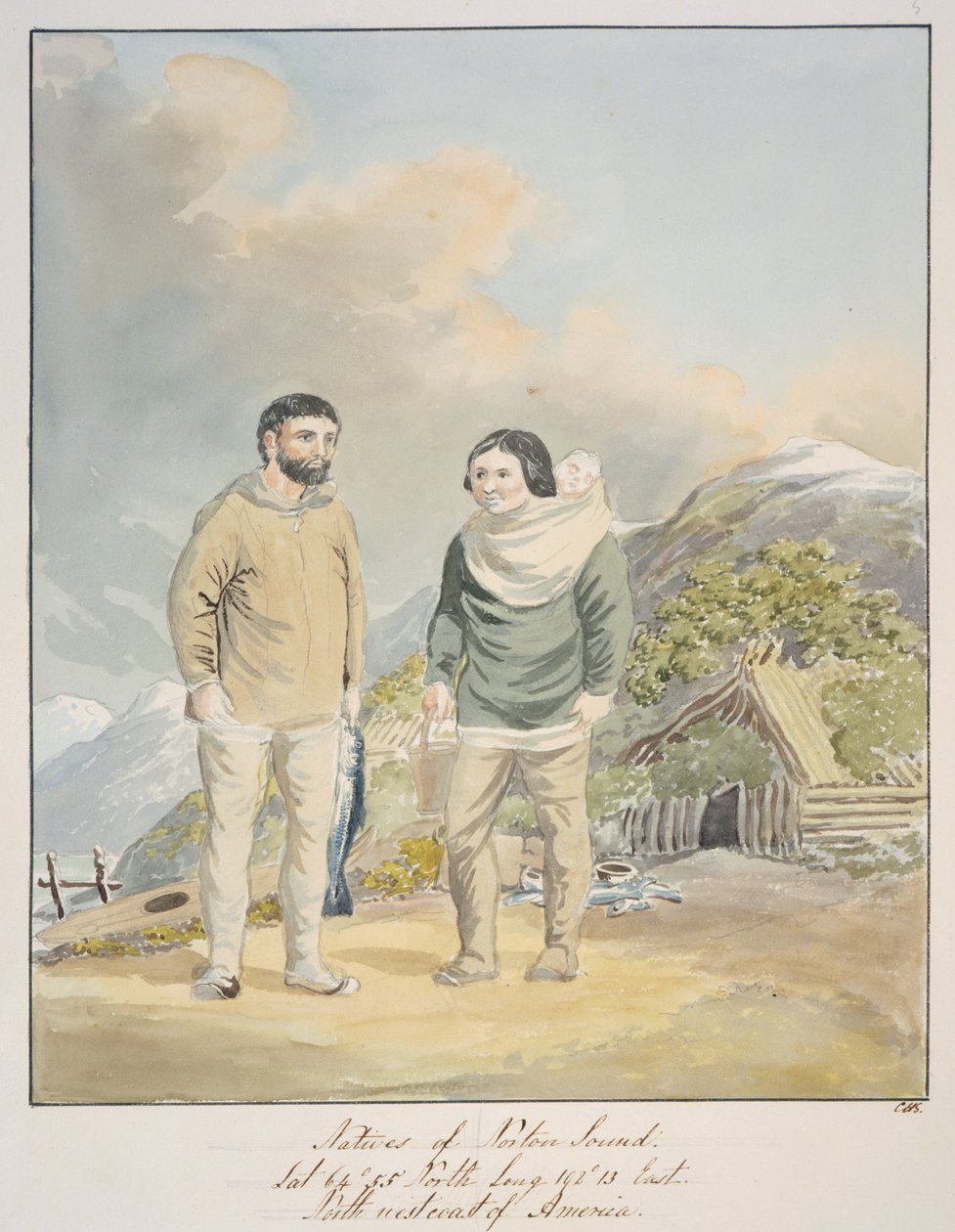 Norton's Sound Yerlileri, Amerika'nın kuzeybatı kıyısı, 1843-50 dolayları (suluboya) by Unknown artist